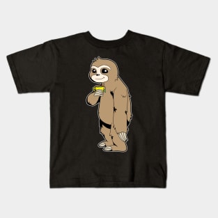 Sloth drinking cup of tea - Tea drinker Kids T-Shirt